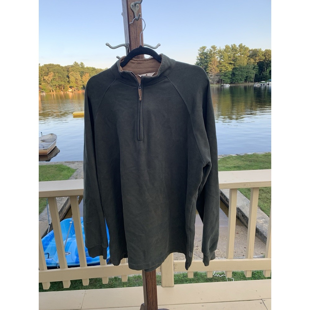 Woolrich Pullover Cotton Blend Soft Green Long Sleeve 1/4 Zip Men's Sz L Sweater